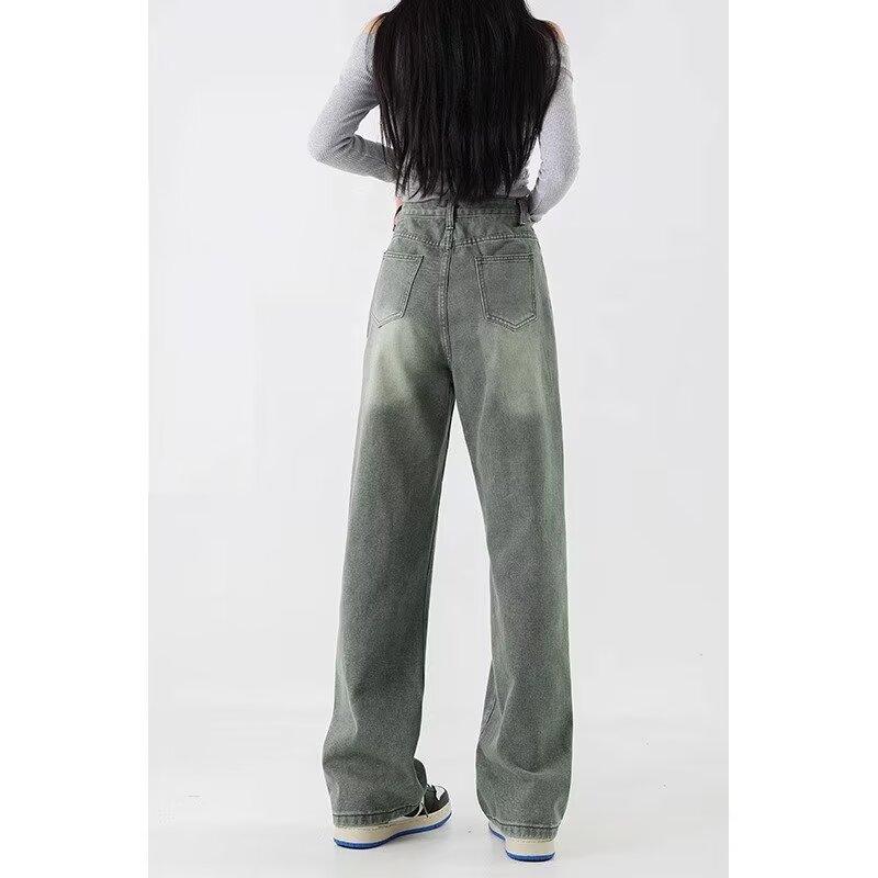 American Vintage raka jeans för damer Höst byxor med hög midja vid ben