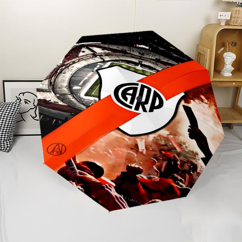 Club Atlético River Plate Print Automatic Umbrella, 8 Rib Iron Frame, Plastic Handle, Suitable for Outdoor Travel &Daily , Ideal Gift
