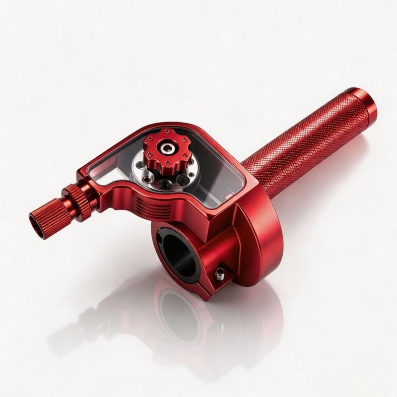 CNC Aluminum Throttle Grip Handle Motorcycle Electric Scooter Upgrade - 179mm Adjustable Twist In 6 Colors Cable