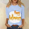2024 New Women's Halloween Long Sleeve T-Shirt Spider Web Print Round Neck Casual Basic Loose Ladies Designer Tops