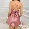 Women's New Breathable Ice Silk Simple Casual Sexy Backless Halter Sleeping Dress