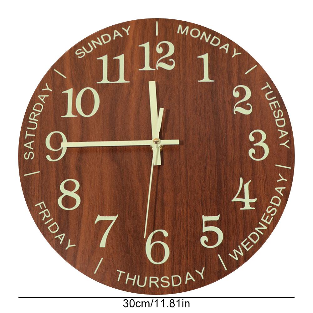 Non-Ticking Luminous Wall Clock Silent Numerals&Hands Night Light Hanging Clock Time Accuracy 12 Inch Wall Time Clock Cafe