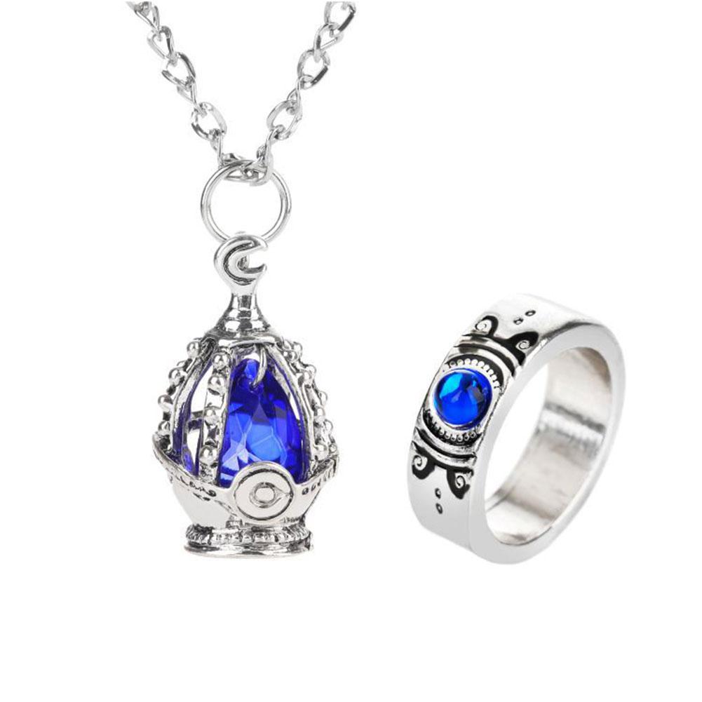 Magic Girl Necklace Small Circle Soul Necklace Ring Set Jewelry Pendant Soul Spirit Core Necklace Ring Card Set Anime Necklace