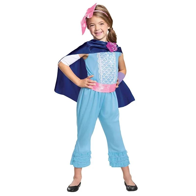 Kids Anime Toy Story Bo Peep Jumpsuit Suit Cosplay Costume Girl Cape Jumpsuit Headdress Halloween Costume