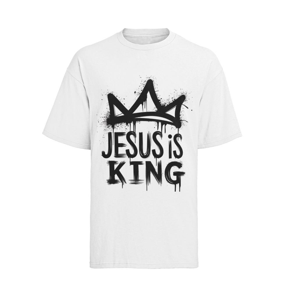 

Jesus is King Faith God King Religion Church Cotton Womens Oversized T-Shirt S
