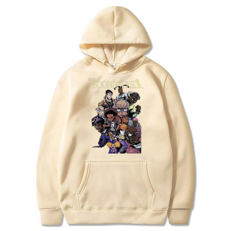 The Boondocks Huey and Riley Printed Hoodie Men Women Anime Autumn Winter Fleece Streetwear