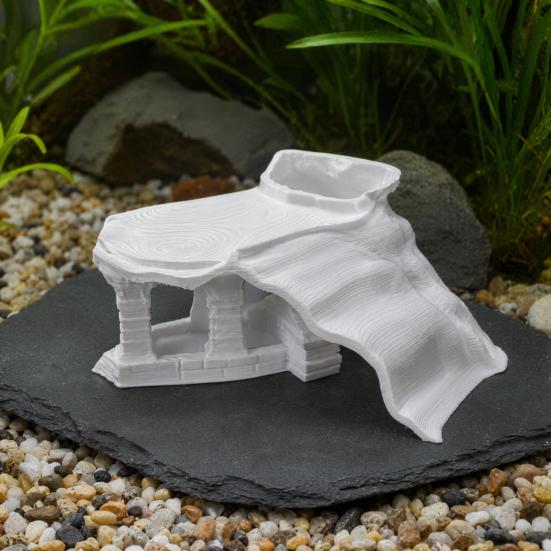 Vintage Temple Aquarium Hideout, 3D Printed Fish Tank Cave Tunnel, Under Gravel Fish Tunnel for Shrimp Corydoras Pleco