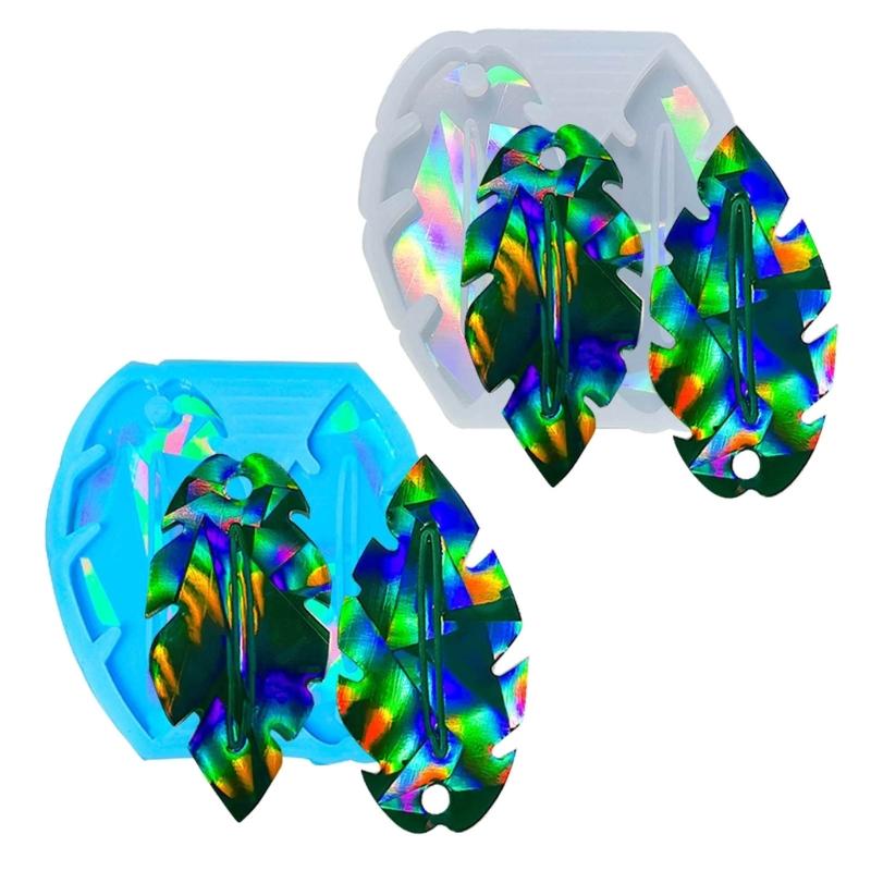 Holographic Leaf Earrings Silicone Mold Ear Drops Crystal Epoxy Resin Mould DIY Ear Rings Jewelry Making Tools for Party