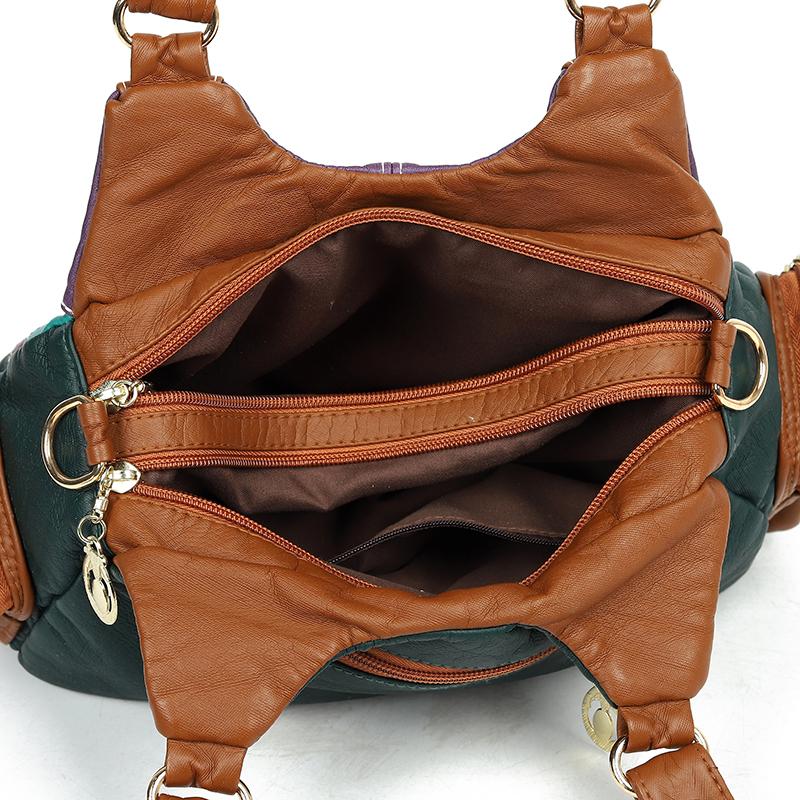 Colorful PU Leather Handbag for Women – Boho-Style Patchwork Design with Braided Details and Adjustable Strap, Perfect for Casual Wear