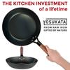 YOSUKATA 10 1/4-inch Carbon Steel Frying Pan ? Non-Toxic Pre-Seasoned Skillet with Removable Wooden Handle ? Coating-Free Wok-Style Pan for Gas, Induc