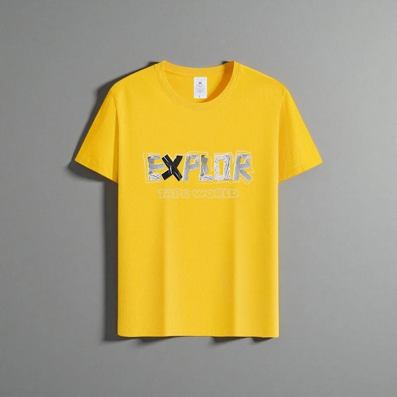 Estate Nuovo Unisex Versatile T-shirt Puro Cotone Alla Moda Casual Top Girocollo Traspirante Vestibilità Ampia Stampa Camicia Maniche Corte