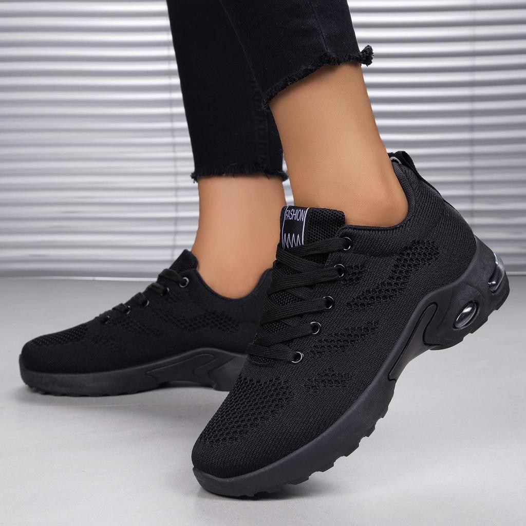 Women's Plus Size Air Cushion Flyknit Mesh Running Shoes – Breathable and Casual