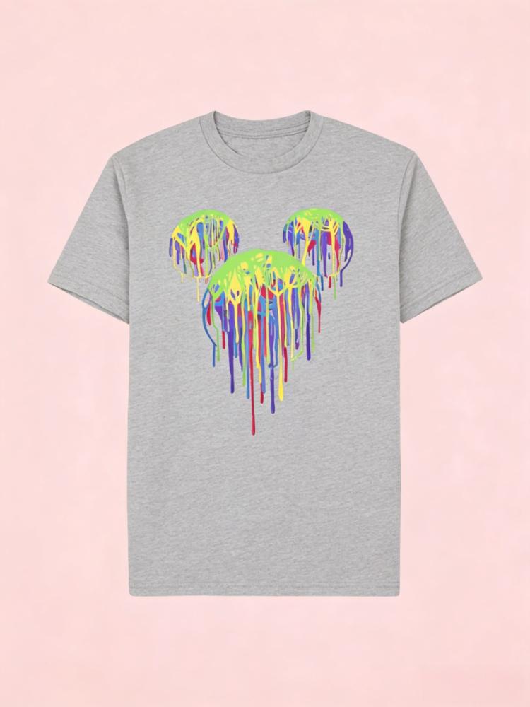 

2026 Mickey Mouse Art Painted Ear Drop Contour Print Womens TShirt Easy Fashion Plus Size Short Sleeve S