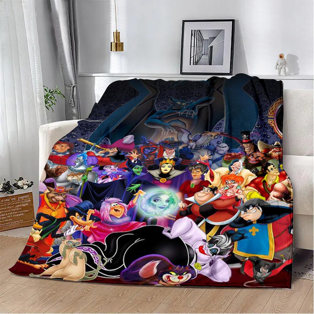 Cartoon Printed Blanket Picnic Blankets Princess Villains Queen Warm Blanket Soft and Comfortable Home Travel Birthday Gift