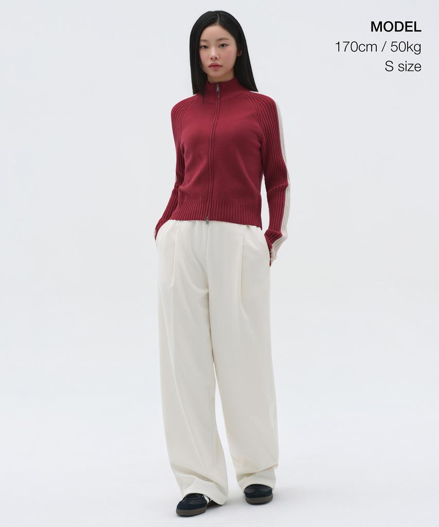 MUSINSA STANDARD WOMAN Women'S Track Knit Zip-Up [Red]