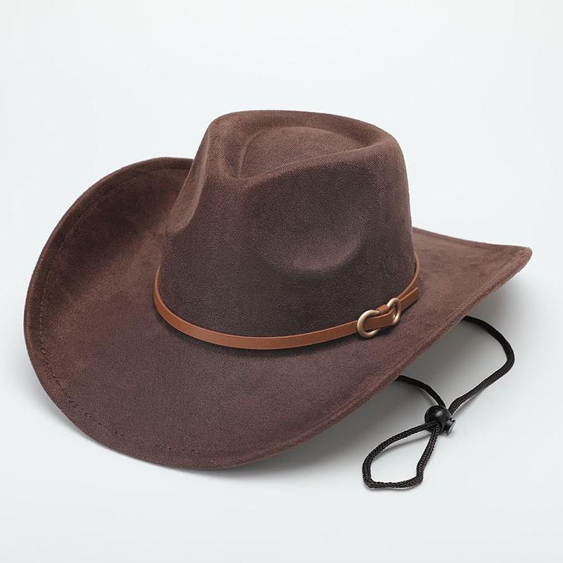 European and American suede warped edge western cowboy hat men and women outdoor curled brim ethnic style top hat felt hat