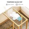 C-Shaped Side Table, Modern Slim End Table with Tempered Glass Tabletop, Steel Frame for Small Space, Living Room, Bedroom, Gold Tone