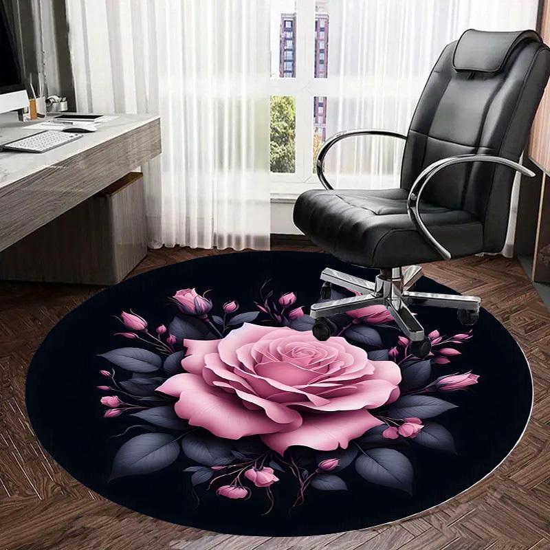 1pc Office Carpet Chair Mats Pink Rose Bouquet Perfect for Decorating Office Chairs, Living Rooms, Or Bedrooms