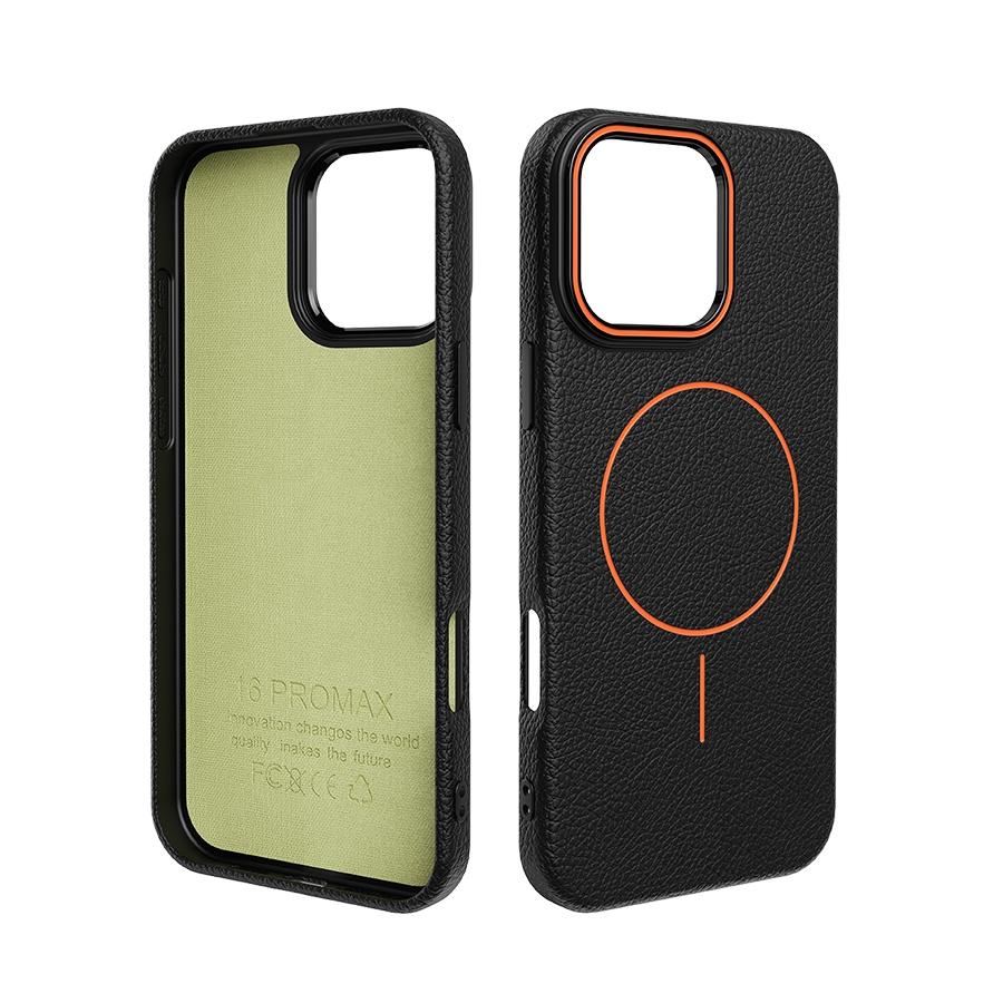 Magnetický ultratenký PU kožený kryt na telefon s texturou liči pro iPhone 16/15/14/13/12/11 Pro Max 16 Plus Kompatibilní s bezdrátovým nabíjením Tenký kryt na telefon