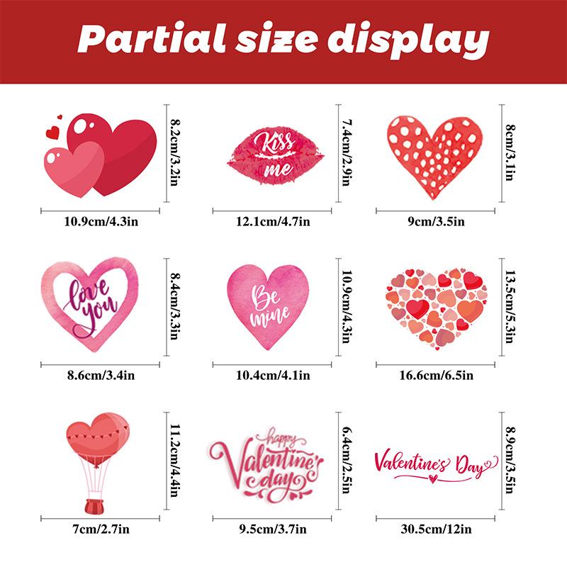 9pcs Valentine's Day Gnomes No Glue Static Sticker Window Glass Refrigerator Sticker