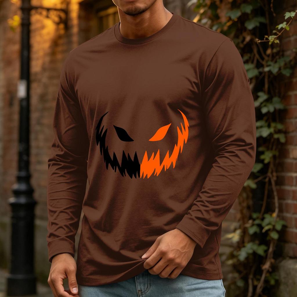 Men's Halloween Casual Long Sleeve Neck Shirt