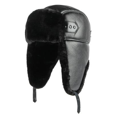 Ht4002 New Pu Leather Russian Hat Thick Warm Men Windproof Winter Hat Male Waterproof Ski Trapper Earflap Russian Cap Bomber Hat