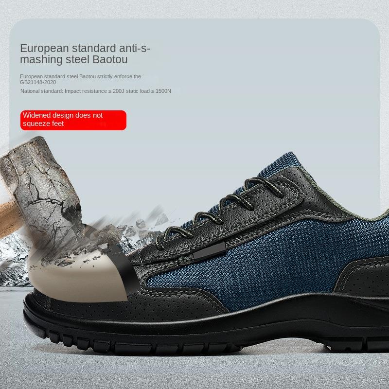 Sommer Arbeitsschuhe Fliegendes Gewebe Mesh Atmungsaktiv Bruchsicher Stichfest Rutschfest und Deodorant Baustellen Schuhe