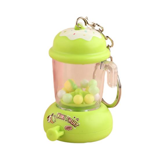 Kids Manual Juice Press Gashapon Keychain Simulation Extractor Toy with Spinning Balls Mini Backpack Charm for Boys Girls