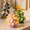 Cozy Christmas Party Supplies Tree Ornament, Glowing Retro Resin Tabletop Decor with Star Mini Decorations Topper, Vintage Xmas Trees Night Light for