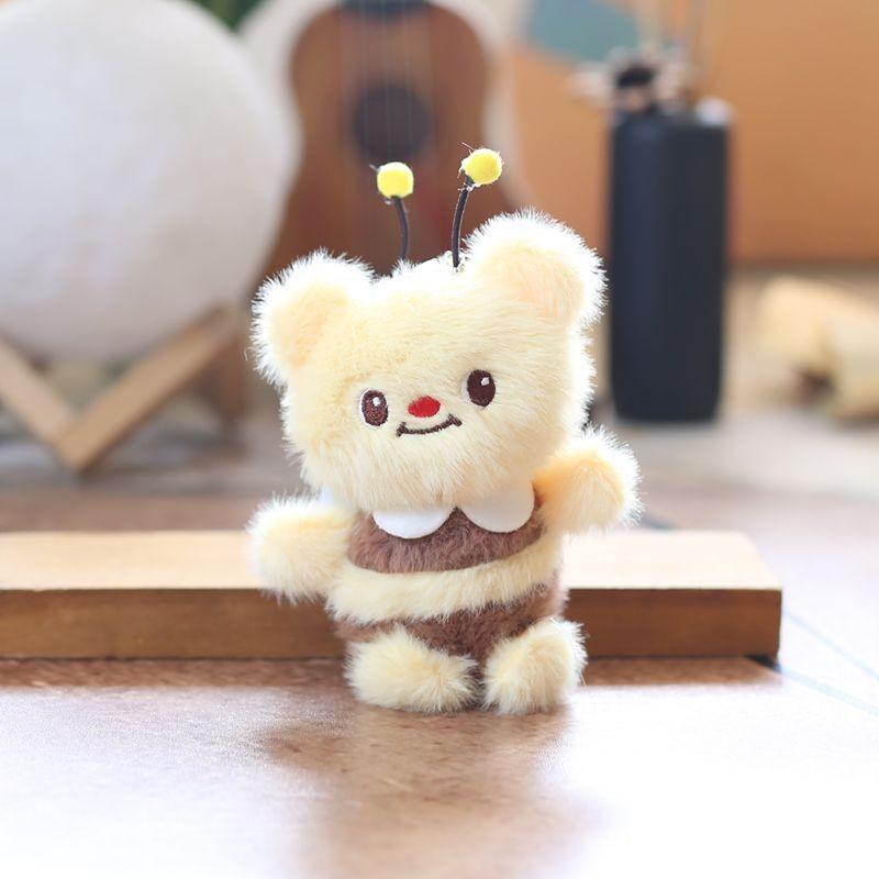 

Cute Bee Bear Plush Keychain With Short Plush For Bag Decoration And Gift світло-жовтого кольору