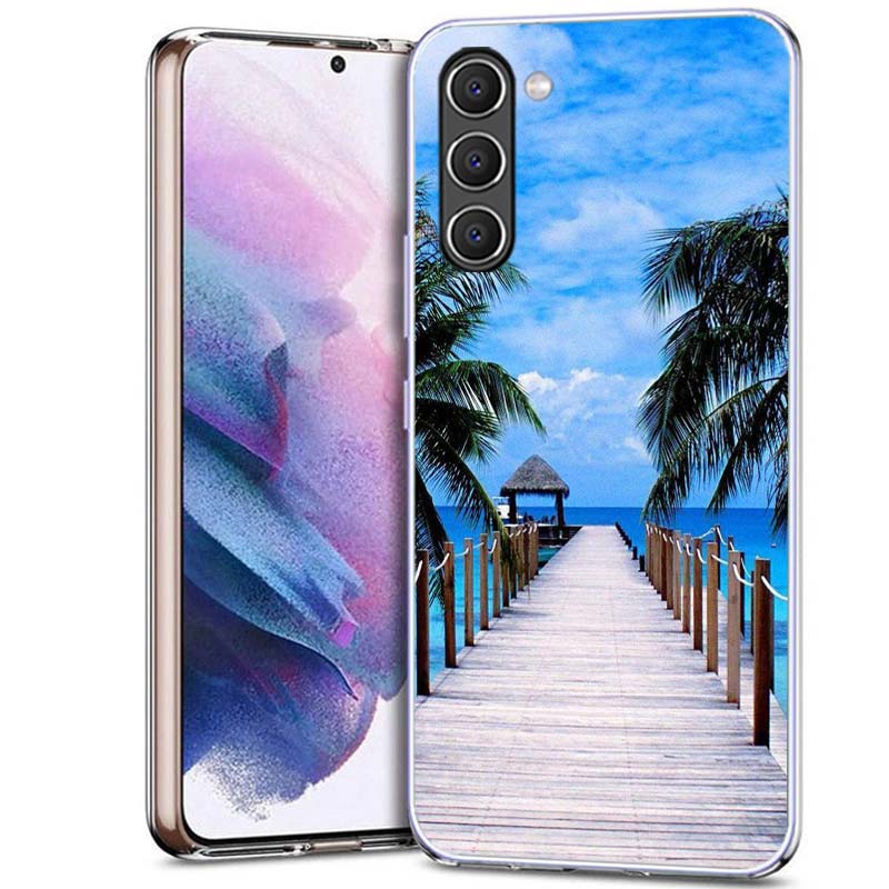 Summer Beach Scene at Sunset on sea Palm Tree Phone Case for Samsung A16 A17 A26 A36 A37 A56 A57 A12 A22 A32 A52S A07 A06 A02S A