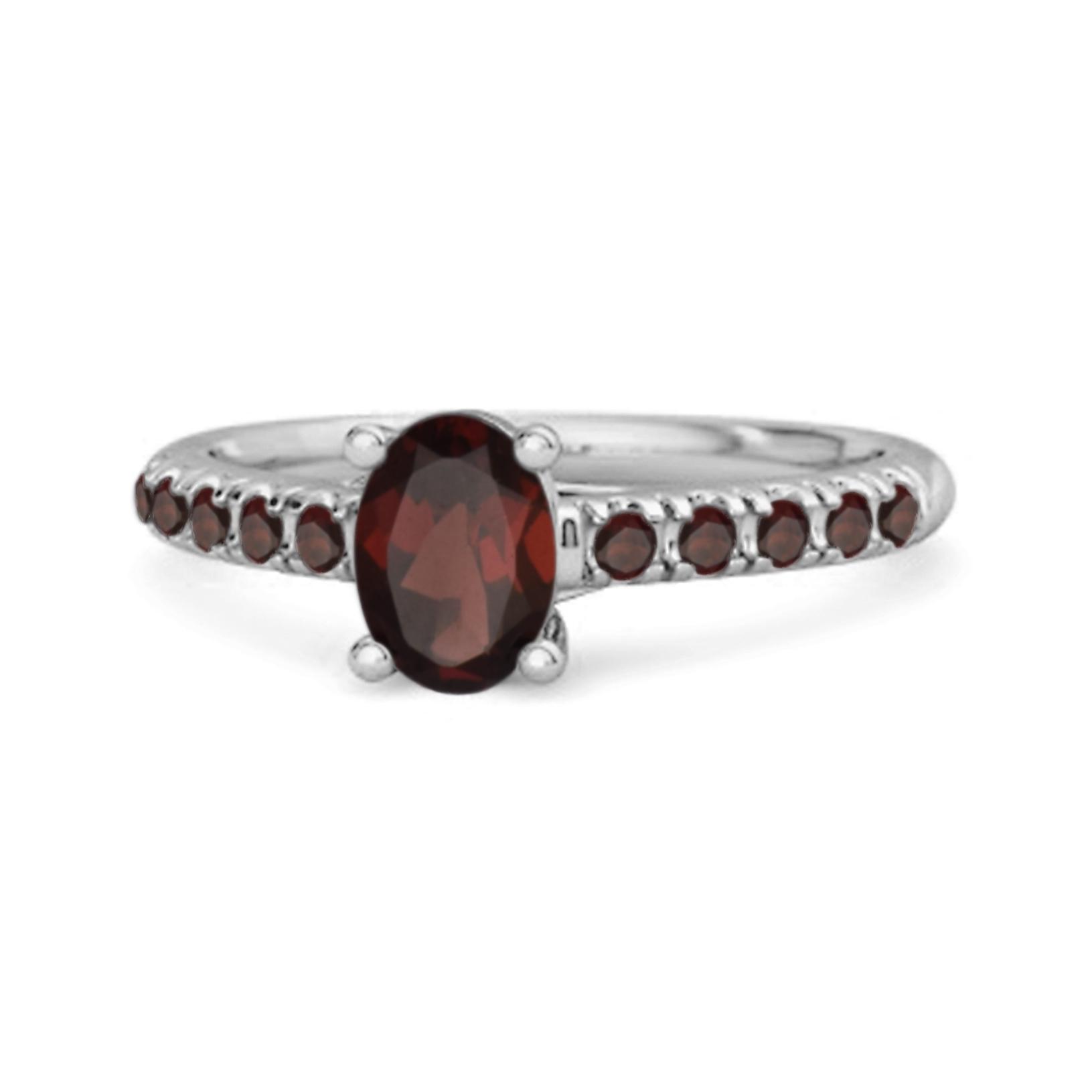 

Garnet pave Band Classic Statement Ring - 925 Sterling Silver 8 білий