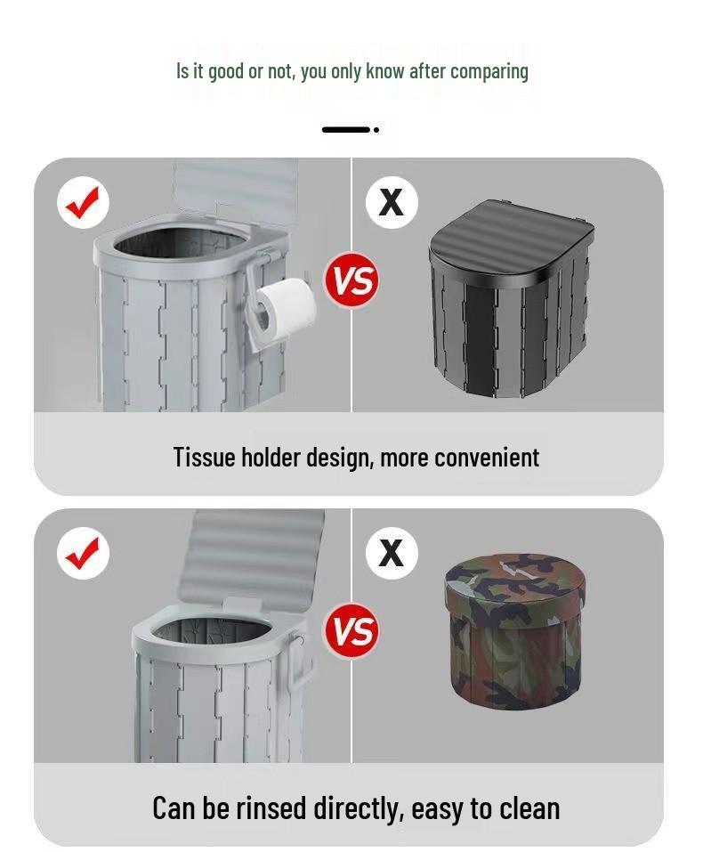 Sanitário Portátil Dobrável à Prova de Odor para Viagem para Adultos e Crianças