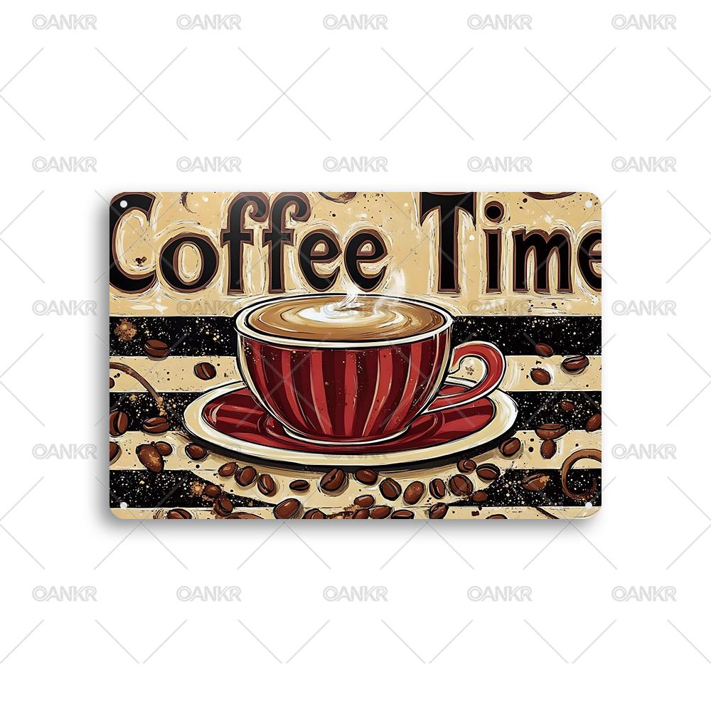 

Funny Coffee Bar Decor Metal Tin Sign Ideal Gift Coffee Time Metal Signs for Coffee Bar Art Wall Decor Plaque Accessories 20x30cm（7.8x11.8inch）