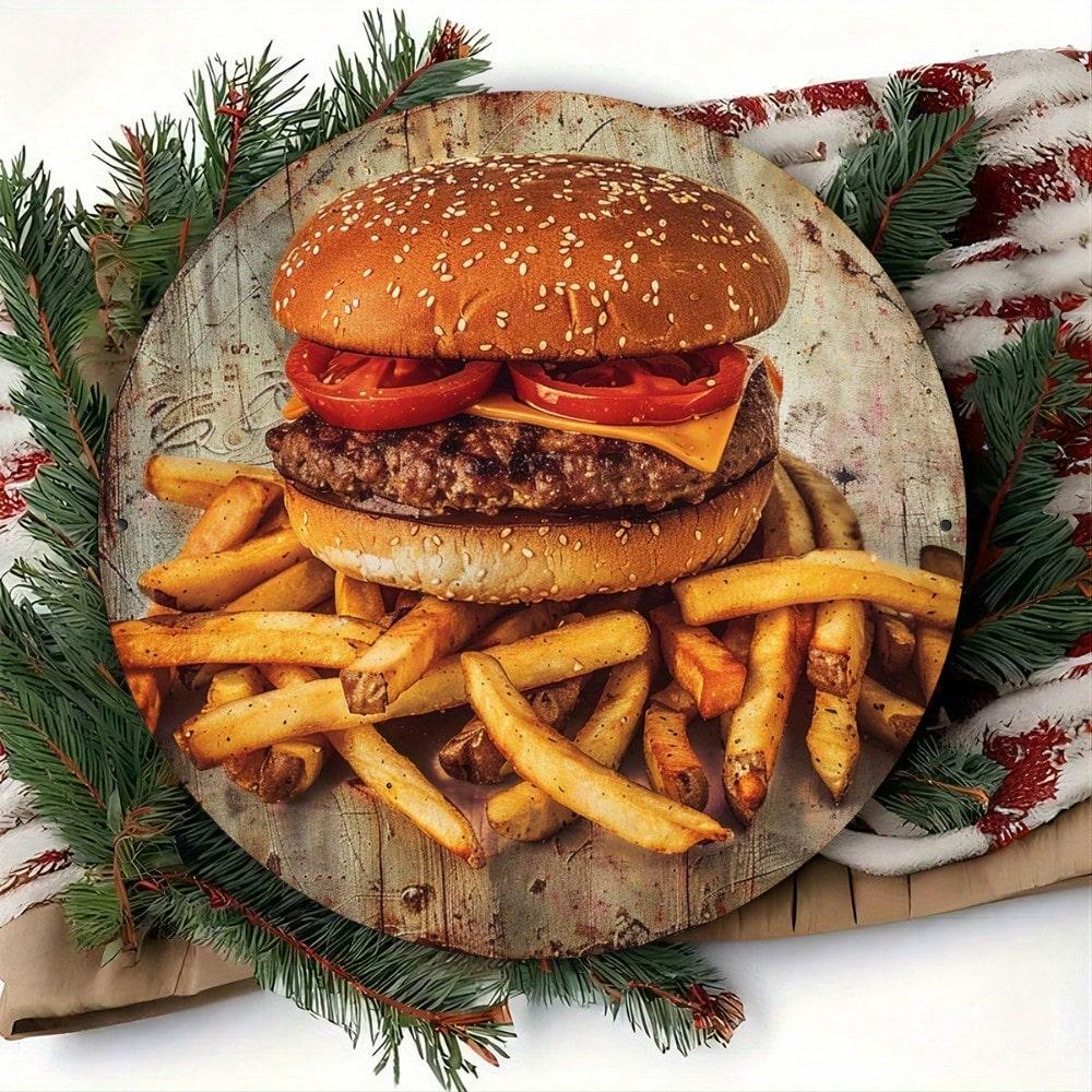 

Vintage Hamburger Fries Metal Tin Sign Wall Decor 8x8 Rustic Kitchen Cafe Bar Garage Plaque TYA-1007310 разноцветный