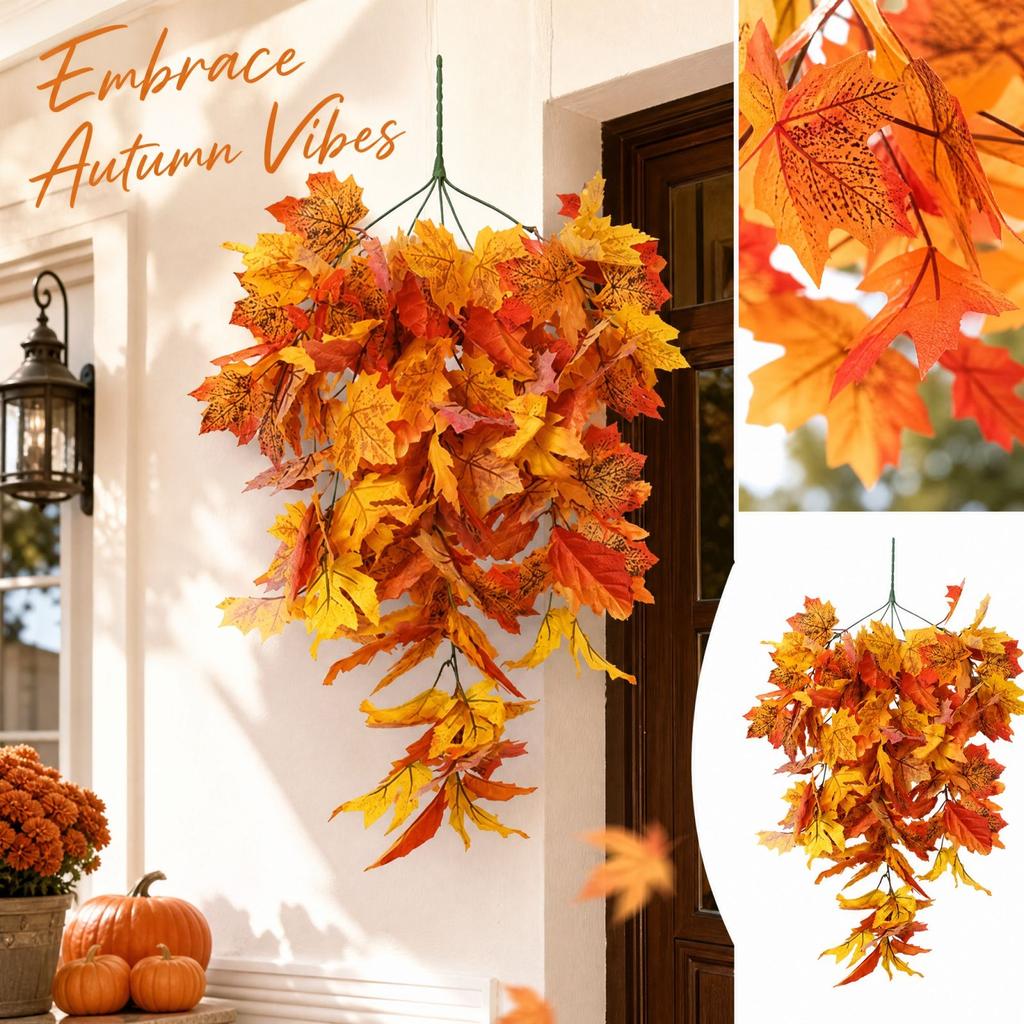 Artificial Maple Leaf Wall Hanging Garland for Fall Home Decor Indoor Outdoor