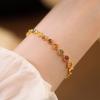S925 Sterling Silver Bracelet Luxury Inlaid Tourmaline Retro Personality Versatile Temperament Jewelry High Sense