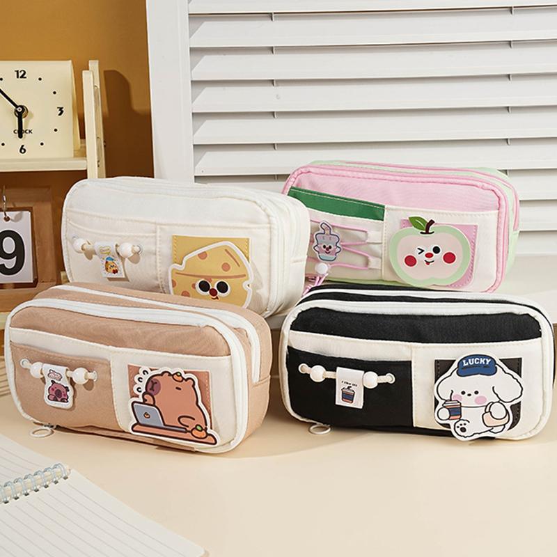 Panda Pencil Bag Green Multi-Layer Large Capacity Pensil Case Cute Cartoon Pen Holder Stationery School Supplies Gift Organizer