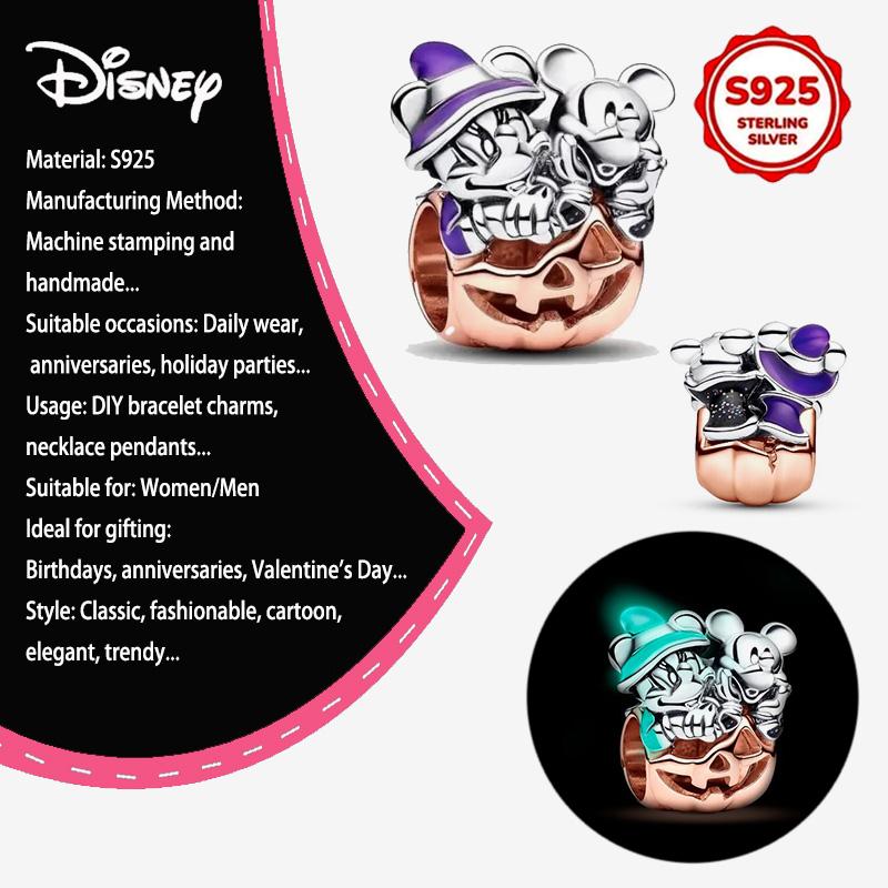 New Disney 925 Silver Winnie & Stitch Charms for Bracelet Necklace DIY Jewelry Gifts Holiday Party
