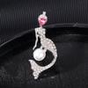 Fashionable Rhinestones Mermaids Lapel Pin with Dripping Oil Designs Contrast Accessory for Party Supplies Costumes