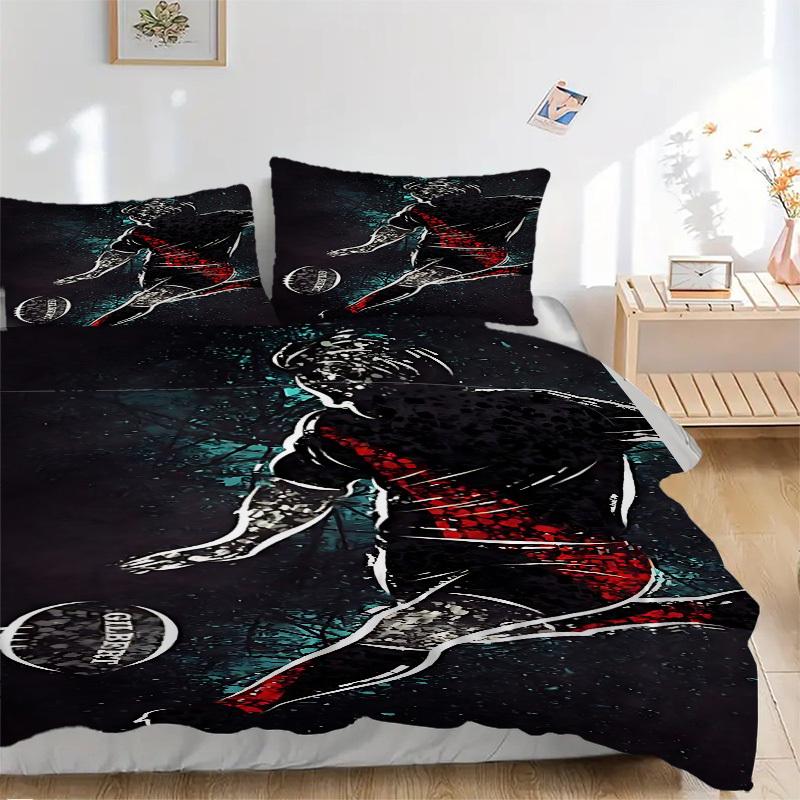 3pcs Football Player Bedding Set, Includes 1 Comforter + 2 Pillowcases, Without Pillow Inserts, Soft Comfortable, Lightweight Breathable, Pr