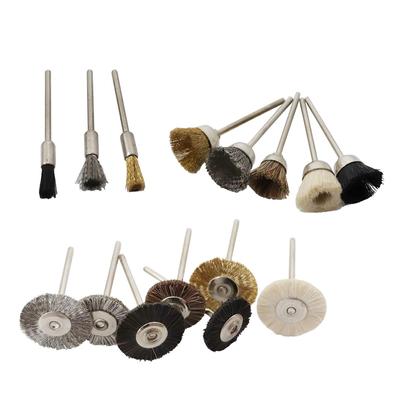 Draht-Radbürsten-Set, einschließlich Drahtbürsten-Set aus Messing und Stahl  (2,35/3 mm) Schaft für Zubehör, rotierende Werkzeuge, Polier- und Reinigungswerkzeuge