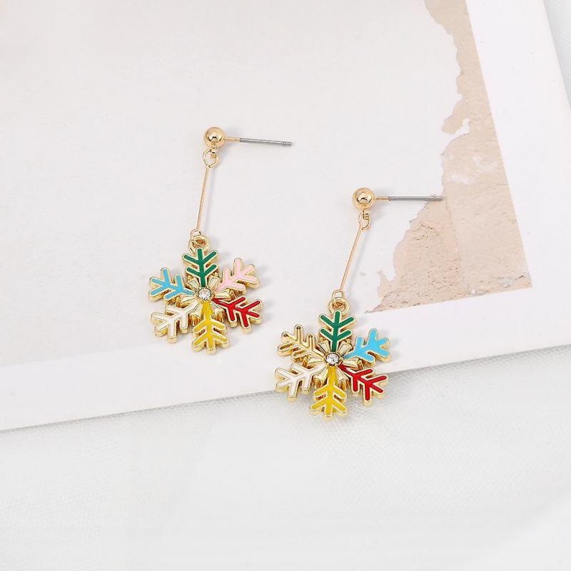 Multicolor Rainbow Snowflake Zircon Earrings