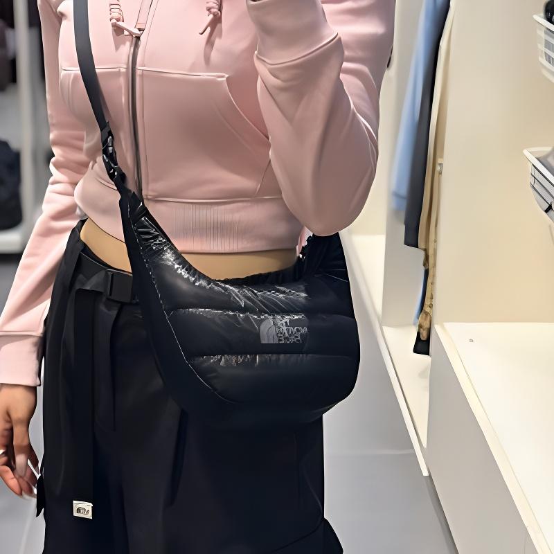 The North Face 2.4L Casual Versatile Fashion Mini Underarm Handheld Shoulder Outdoor Bag Unisex bags Cotton-True-Black NN2PQ58L