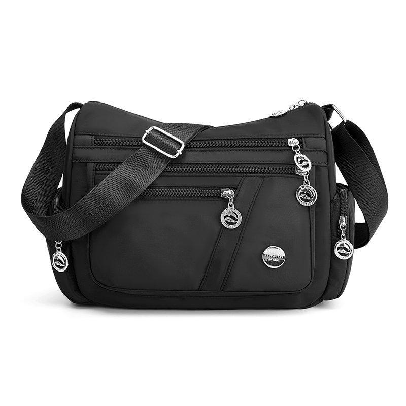Damska wodoodporna nylonowa torba crossbody Duża pojemność Wielokieszeniowa torba na ramię Lekka podróżna torba-listonoszka Codzienna portmonetka