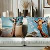 Giraffe Elephant Beach Pillows with Nature Scenes Polyester pillowcase, sofa decorative cushion cov Headboard Pillow