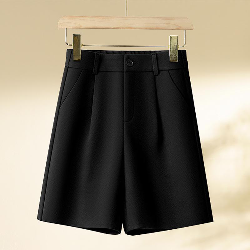 Women's High-Waist Woolen A-Line Shorts - Casual Bootcut for Spring, Autumn, & Winter 2025
