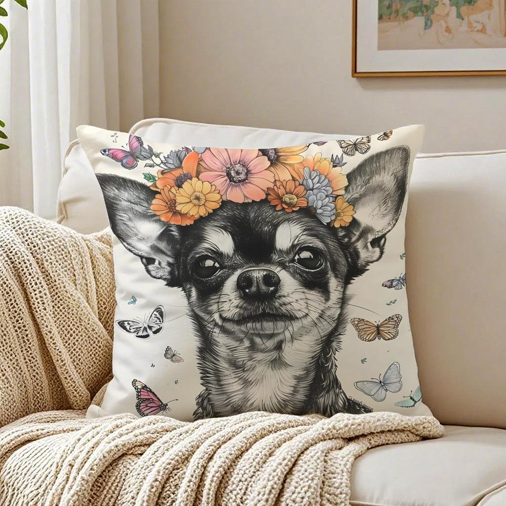 CChihuahua Cushion Cover Pillowcase Antidustmite living Room Sofa Decor Cushion Room
