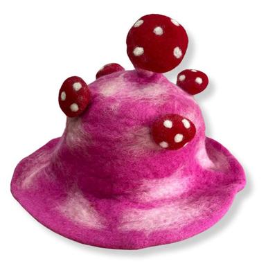 Felted Mushroom Hat – Shocking Pink