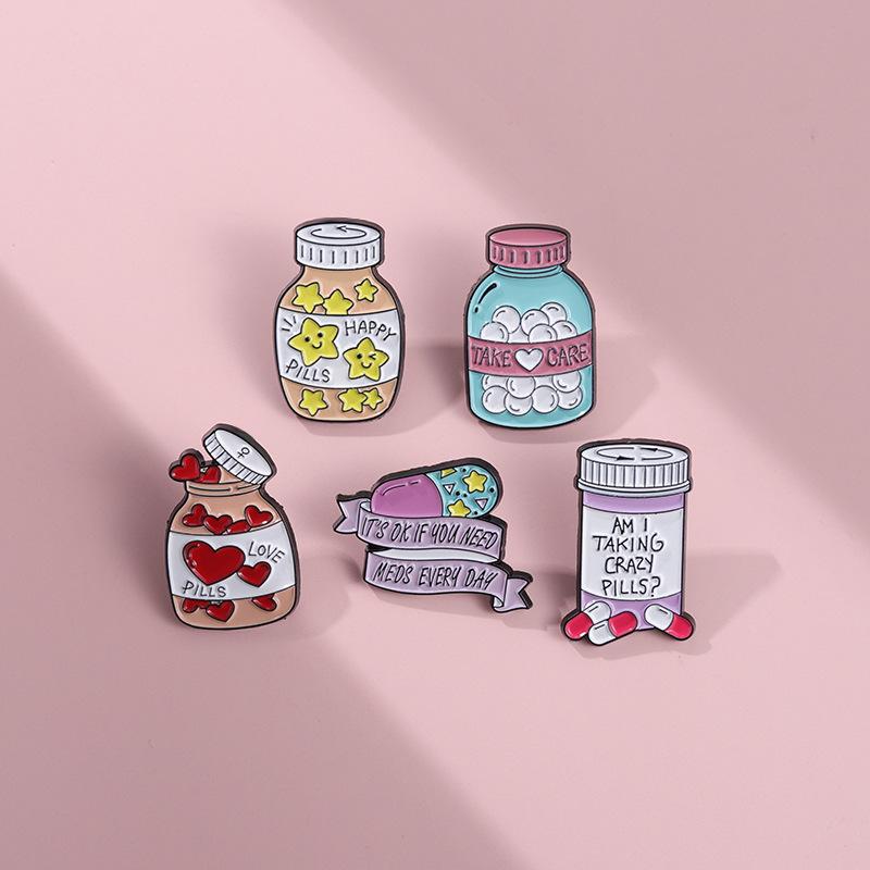 Medicine Bottle Desig Pins Acrylic Badges Brooch Lapel Pin For Women Clothes On The Backpack Accessories Jewelry
